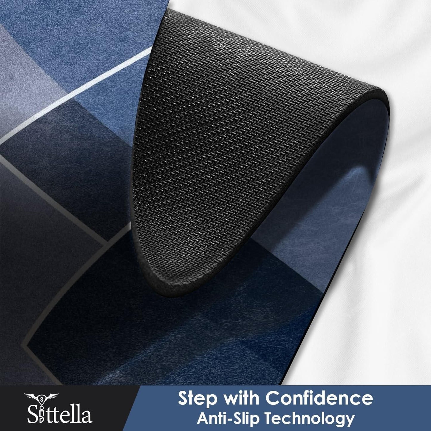 Rubber Floor Mat with Runner Geometric Pattern 2-Pcs Feather Kitchen Mats (120cm×40 cmx3 mm & 40cm×60 cmx3mm) — Waterproof, Non-Slippery & Cushioned Comfort for Kitchen, Sink, Office & Laundry.