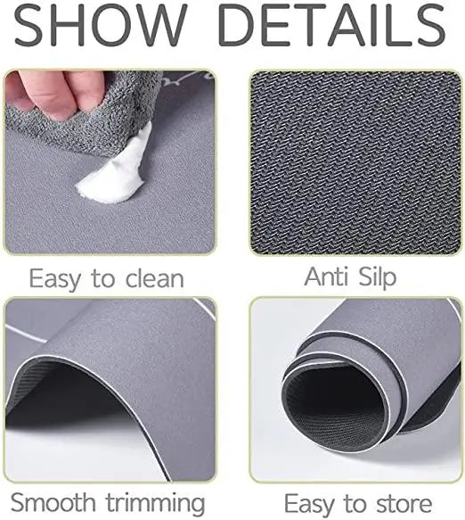 Rubber Floor Mat with Runner Geometric Pattern 2-Pcs Feather Kitchen Mats (120cm×40 cmx3 mm  & 40cm×60 cmx3mm) — Waterproof, Non-Slippery & Cushioned Comfort for Kitchen, Sink, Office & Laundry.