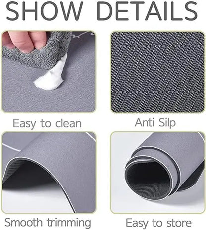 Rubber Floor Mat with Runner Geometric Pattern 2-Pcs Feather Kitchen Mats (120cm×40 cmx3 mm  & 40cm×60 cmx3mm) — Waterproof, Non-Slippery & Cushioned Comfort for Kitchen, Sink, Office & Laundry.